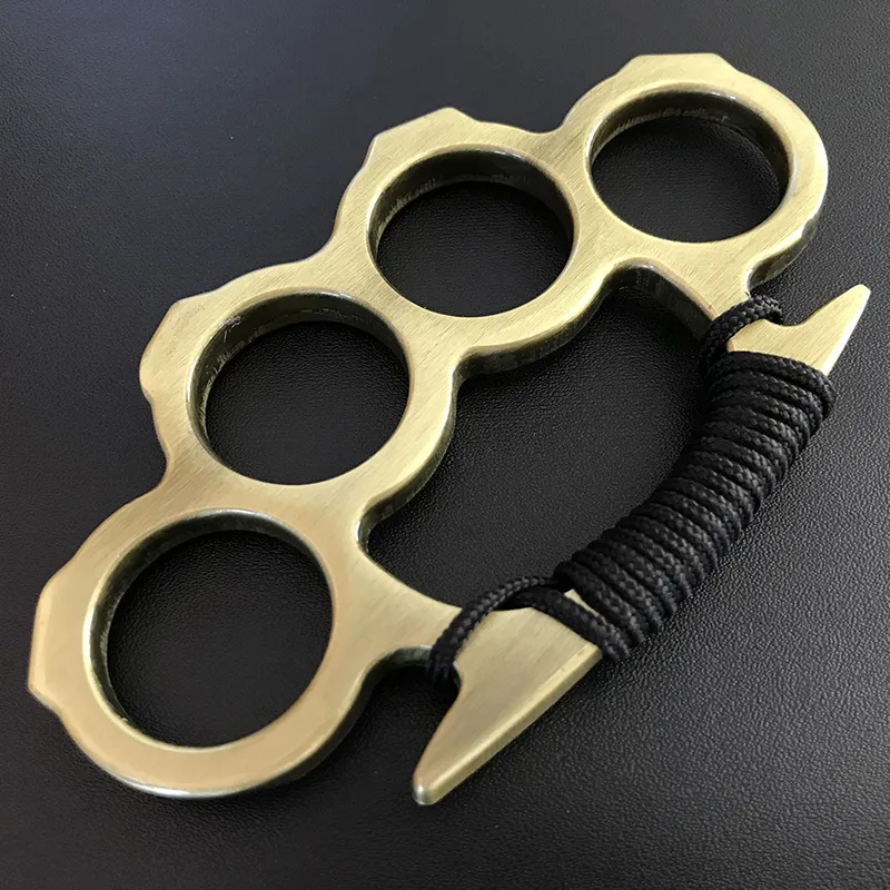 Silver Black Metal Knuckle Duster Four Finger Self Defense Tools Camping Men and Women Safety-defend EDC Pocket Tool