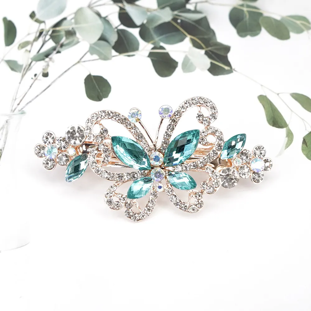 New Korean sparkling Crystal Ribbon Butterfly Flower spring Hairpin Retro Zircon Clip Ponytail Legant Female Fashion Hair Accessories 1349