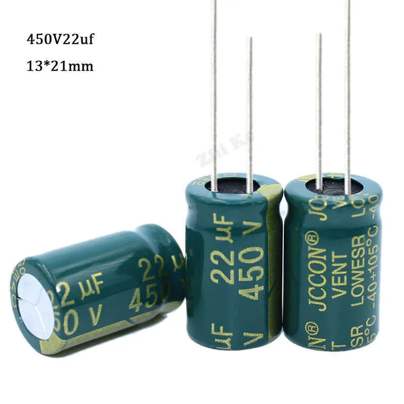 10 PCS/Lot Aluminium Electrolytic Capacitor 22 UF 450 V 13 * 21 mm Frekuensi Tinggi electolytic electolytic kapasitor