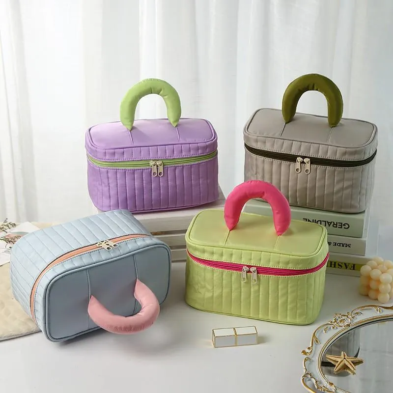 Storage Bags Sweet Color Portable Women Cosmetics Makeup Toilet Travel Bag Organizer Boxes Zipper Beauty Case Pouch WaterproofStorage