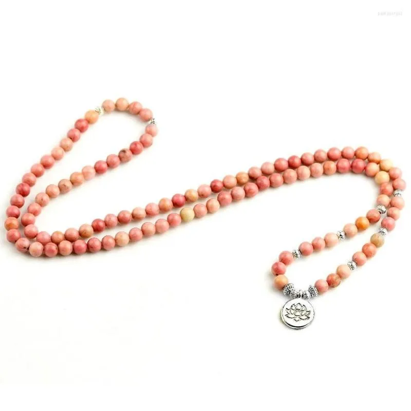 Strand Naturel Rhodochrosite Bracelet Perles De Prière 6MM 108 Mala Méditation Femmes