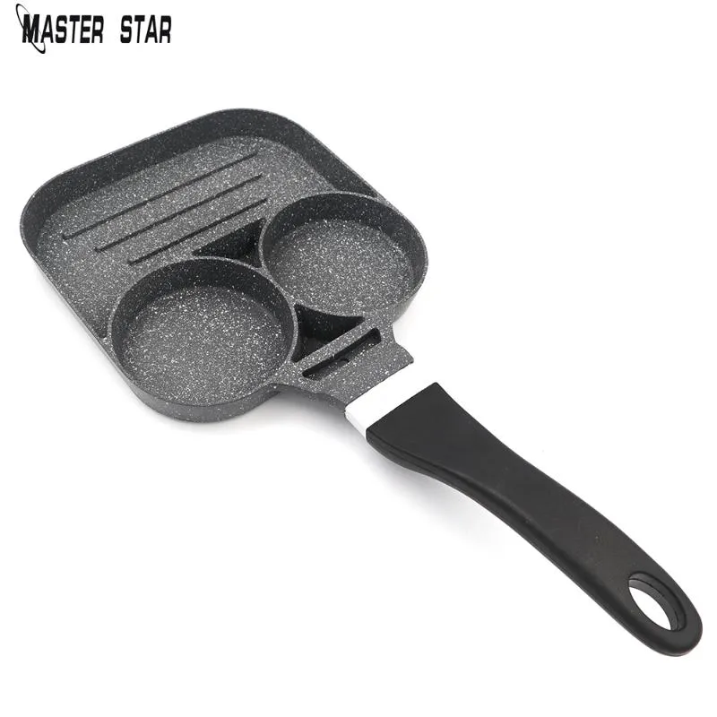 Pans Master Star Two Holes Steak Non-stick Granite Coating Fry Pan Egg Pots Upgraded Design Kitchen Gas Cooker