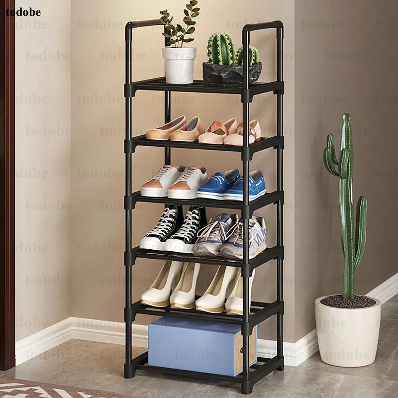 Clothing Storage & Wardrobe Simple Narrow Shoe Rack Vertical Space-saving Metal Shelf DIY Boots Shoes Stand Holder Corner Entryway Organizer