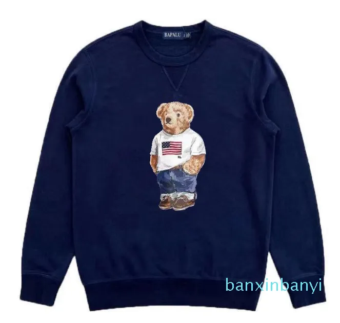 Плюшевый пуловер с длинными рукавами, рубашка с медведем, футболка с мультяшным медведем, свободный круглый вырез с принтом медведя