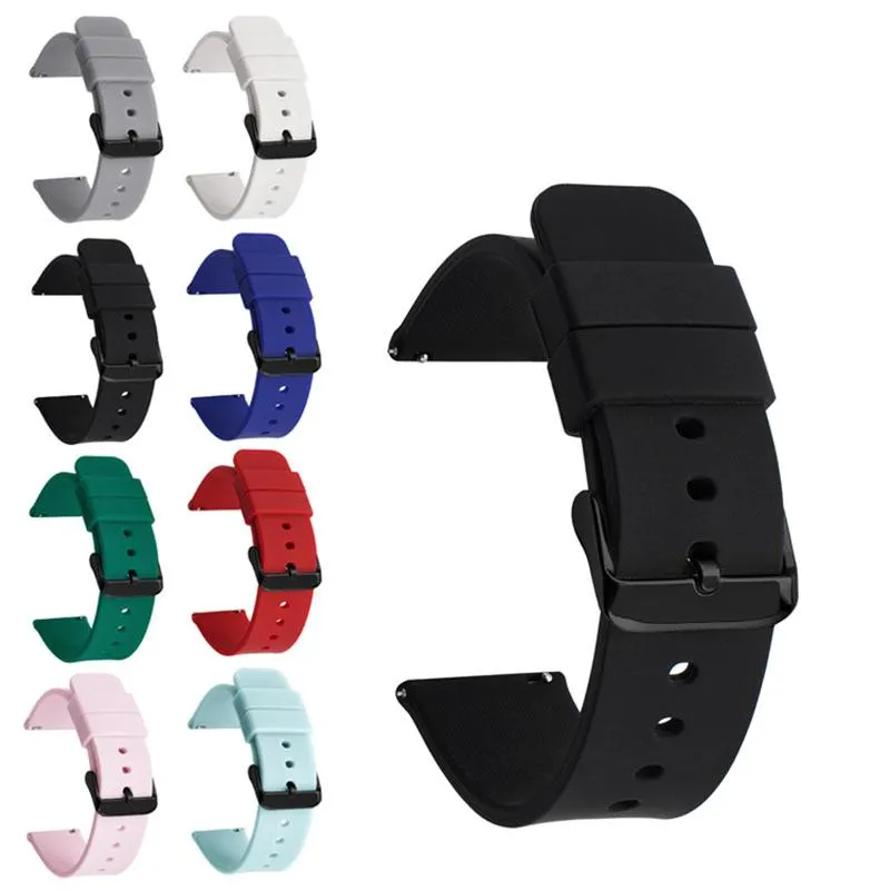 Watch Bands Rubber Watchband 14mm 18mm 19mm 20mm 22mm 24mm Quick Release Replacement Bracelet Men Black Sport Silicone Strap