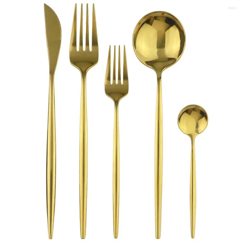 Conjuntos de talheres 30pcs Calhas de cozinha Conjunto de faca Dinner Fork Spoon Dinner preto 18/10 Aço inoxidável Tableware de aço