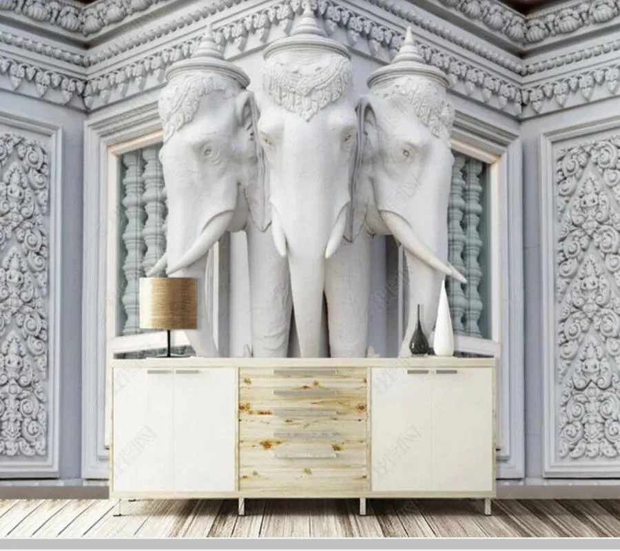 Wallpapers Papel de Parede Europeaan 3d Stereo Building Elephant Decoratie Wallpaper Muurschildering Wordt slaapkamer Wandpapieren Home Decor