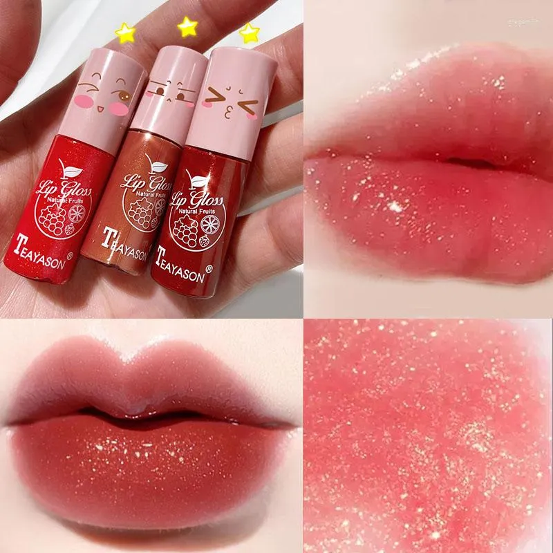 Lip Gloss 10 Cores Glitter portátil portátil Longo de xícara de copo Lipstick Lipstick Profissional Plump Women Lips Cosmetics