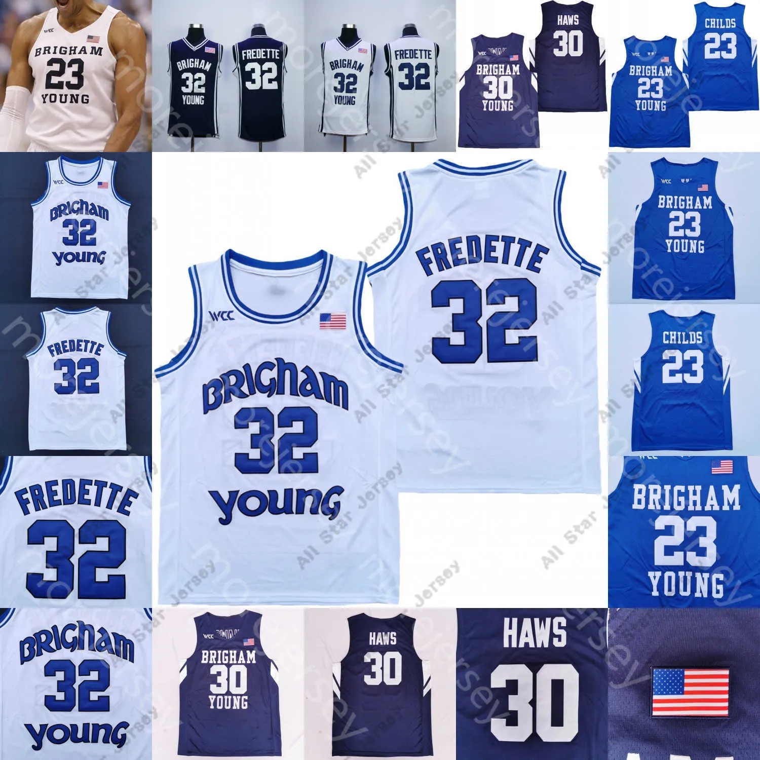 농구 유니폼 Byu Brigham Young Cougars 농구 저지 NCAA 대학 Jimmer Fredette Alex Barcello Te'jon Lucas Spencer Johnson