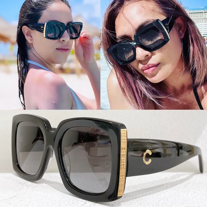 Óculos de sol de marca de luxo quente para mulheres Óculos de sol quadrados femininos Óculos de sol femininos moda UV400 Lentes protetoras Versão europeia Engrossar armações de óculos