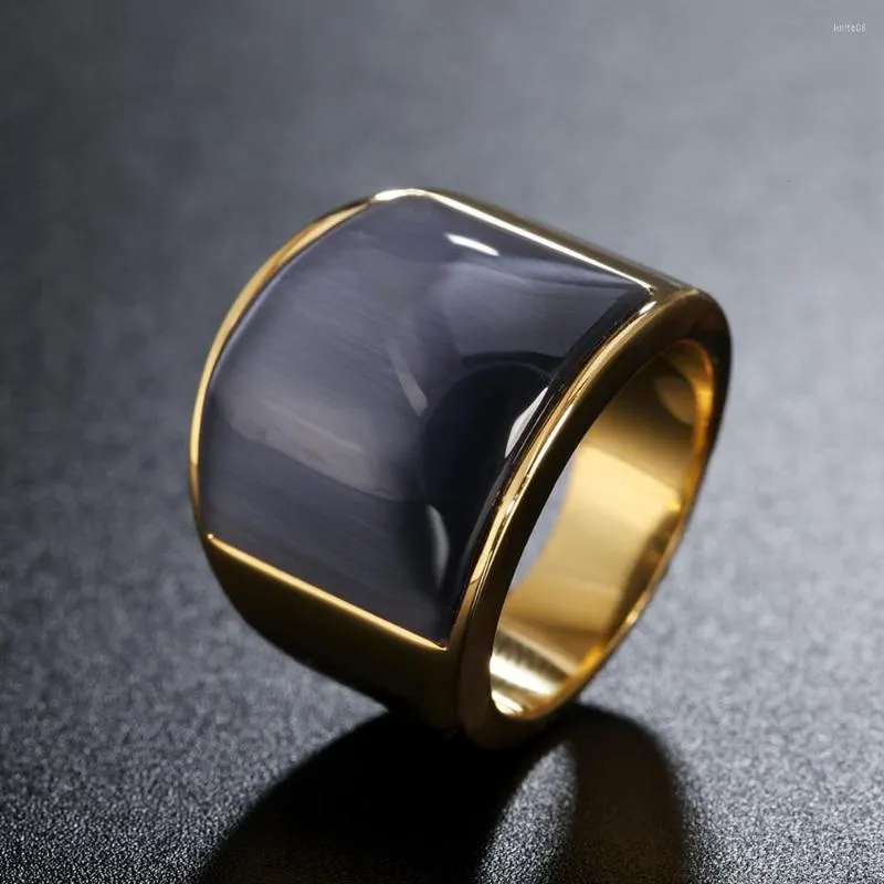Cluster Rings High-quality Multicolor Large Stone For Men Women Gold Color 316L Stainless Steel Jewelry Wedding Party Gift