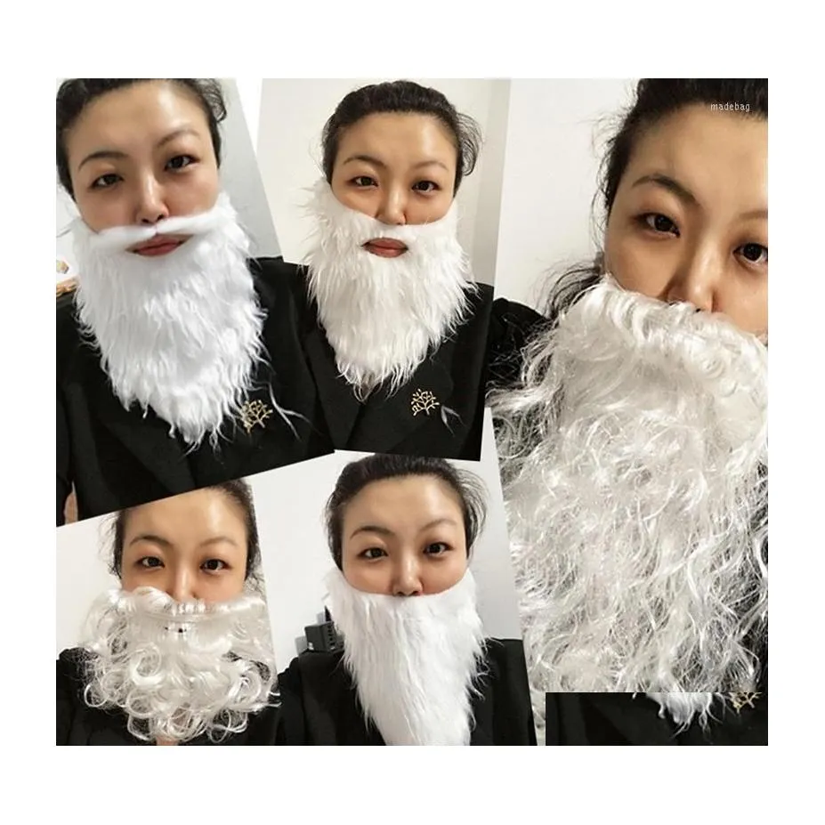 Décorations de Noël Party Performance Props Père Noël Barbe Blanche Sourcils Faux Ensemble Hallowee Décoration de Noël Drop Livraison Accueil Dht5D