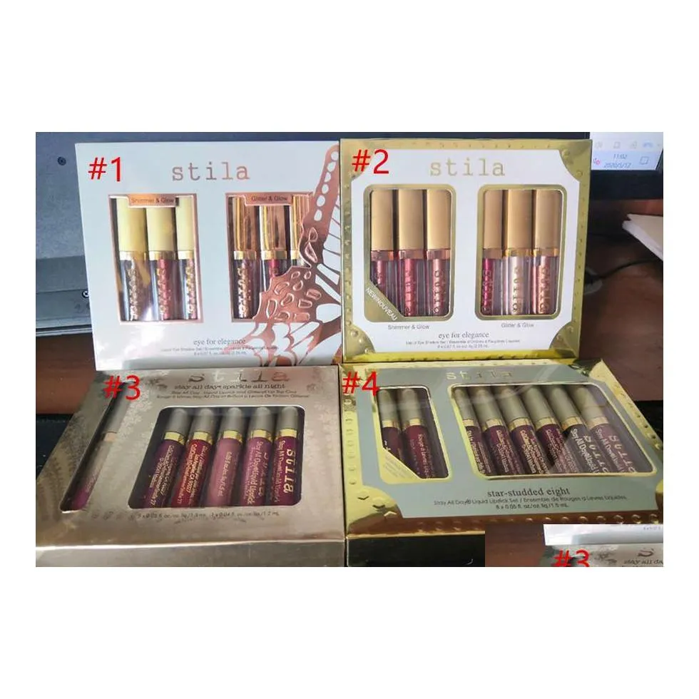 L￤ppstift Stila Stay hela dagen Sparkle Night Liquid Set Kit 6st 8st Lipgloss Drop Delivery Health Beauty Makeup Lips Dhetty