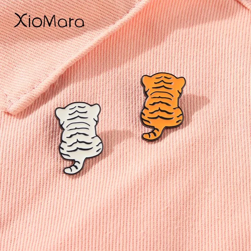 Brooches Pins Cute Tiger Badges Brooch For Women And Kid White Yellow Backpacks On Clothes Lapel Symbol 2023