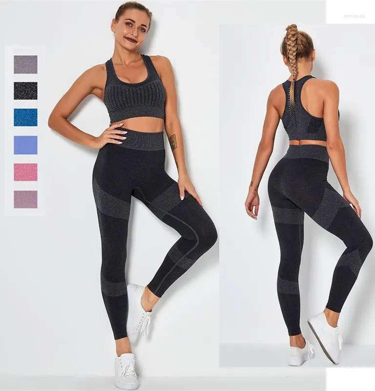 Set attivi set da pista femminile da 2 pezzi set legging femme yoga pantaloni sportivo reggiseno fitness tenue de haut deportivas mujer sportswear