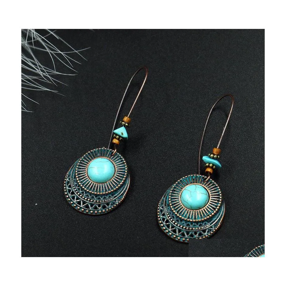 Dangle Lustre Bohème Bijoux De Mode Femmes Vintage Boucles D'oreilles Évider Grand Crochet D'oreille Drop Delivery Dhdoo