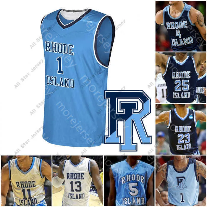 Jerseys de basquete Jerseys Custom Rhode Island Jersey de basquete NCAA College Fatts Russell Jeff Dowtin Tyrese Martin Cyril Langevine Calverley