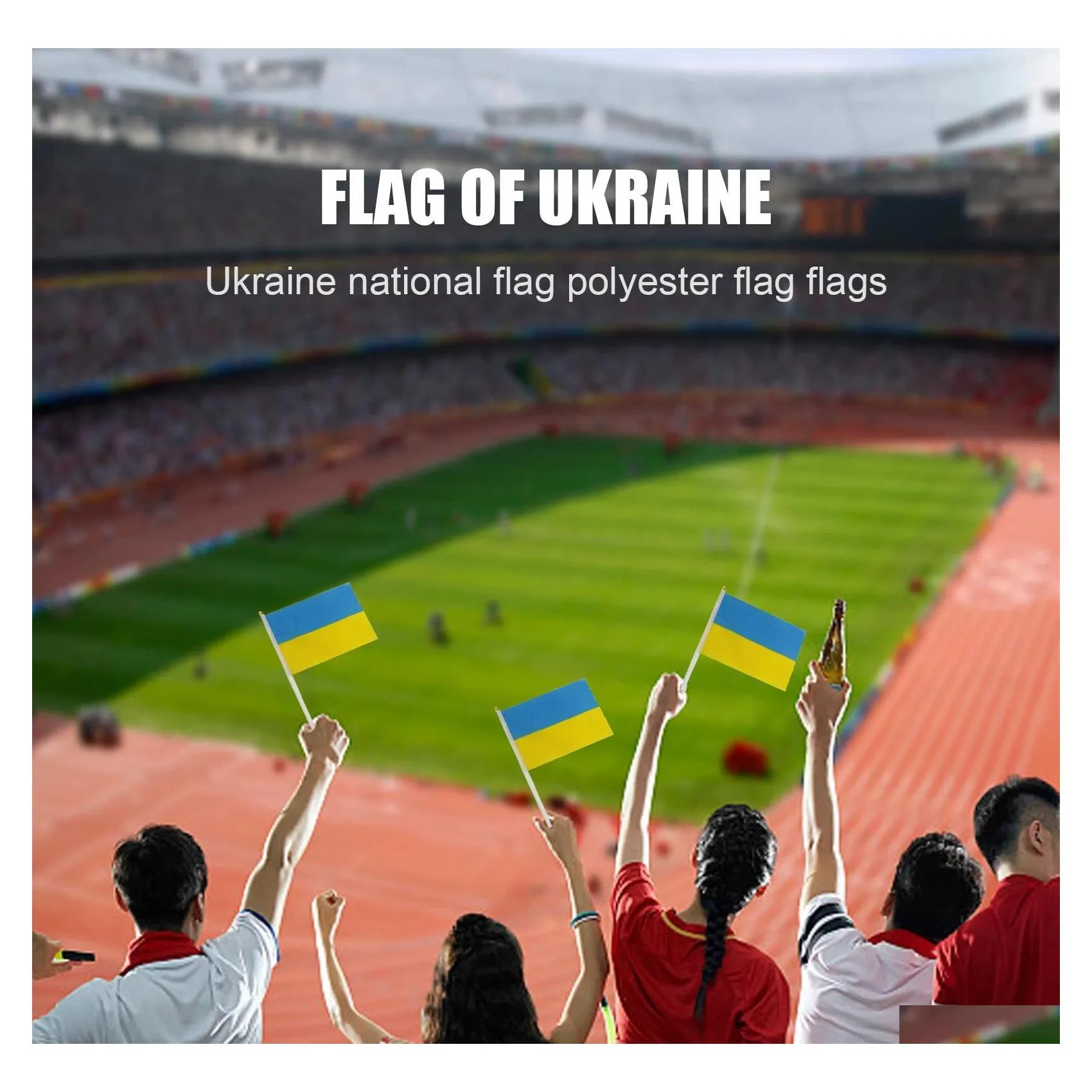 Bannerflaggor 20x30 cm Ukraina handh￥llen mini flagga med vit polig liv och bleknar resistent country country bunting h￥llbar droppe dh51p