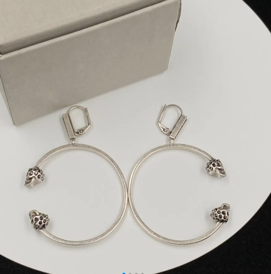 Boucles d'oreilles rétro à grand cercle pour femmes, bijoux en forme de squelette, Aretes de styliste, crâne, marque classique, cadeau de fête de mariage, 508