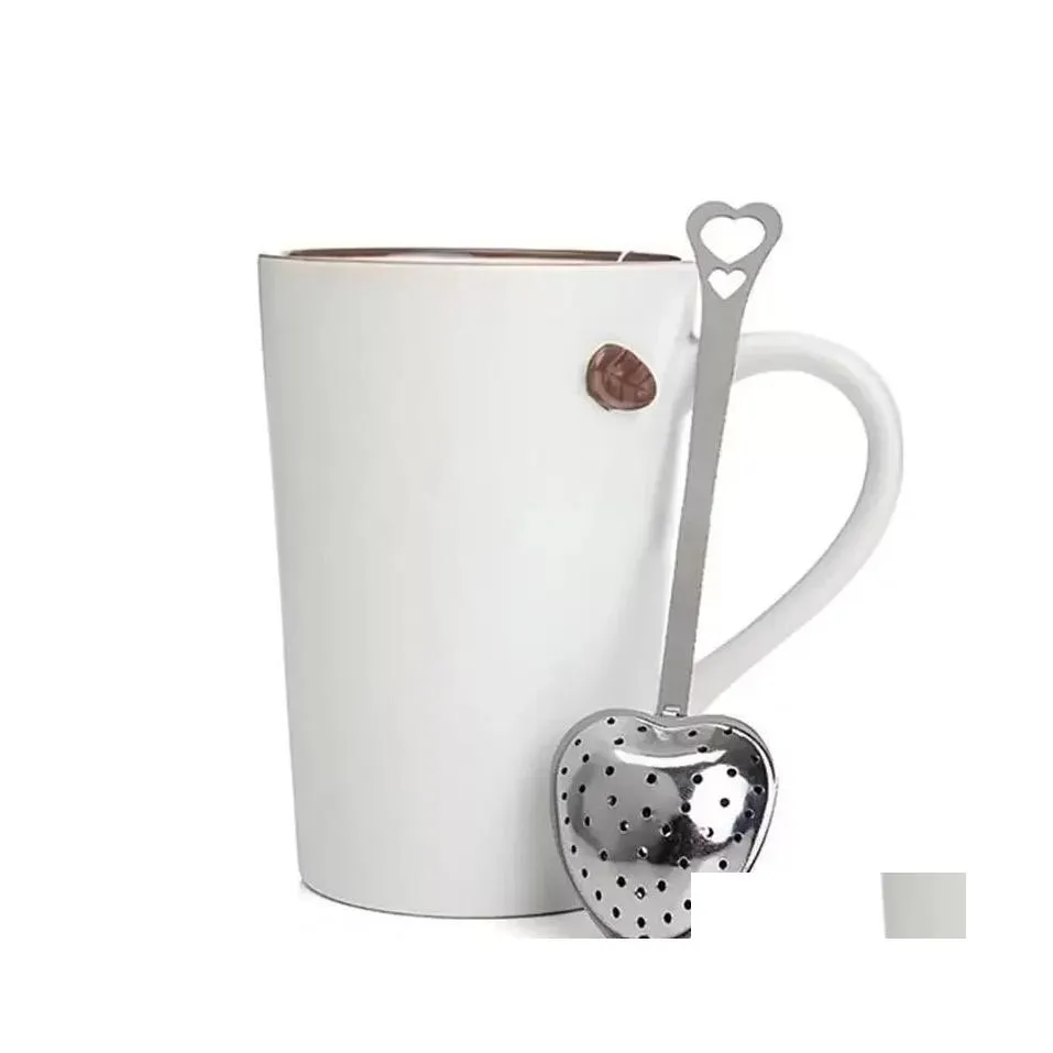 Kaffe te -verktyg hj￤rtformad infuser mesh boll rostfritt filt ￶rtl￥sning sked brantare handtag duschbord verktyg drop deli dhcrx