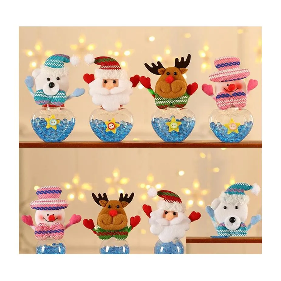 Decorazioni natalizie Barattolo di caramelle Bottiglia di stoccaggio rotonda a forma di cuore Scatole per sacchetti di buon arredamento Anno Natale Regali per bambiniConsegna di goccia di Natale Dh5Dr
