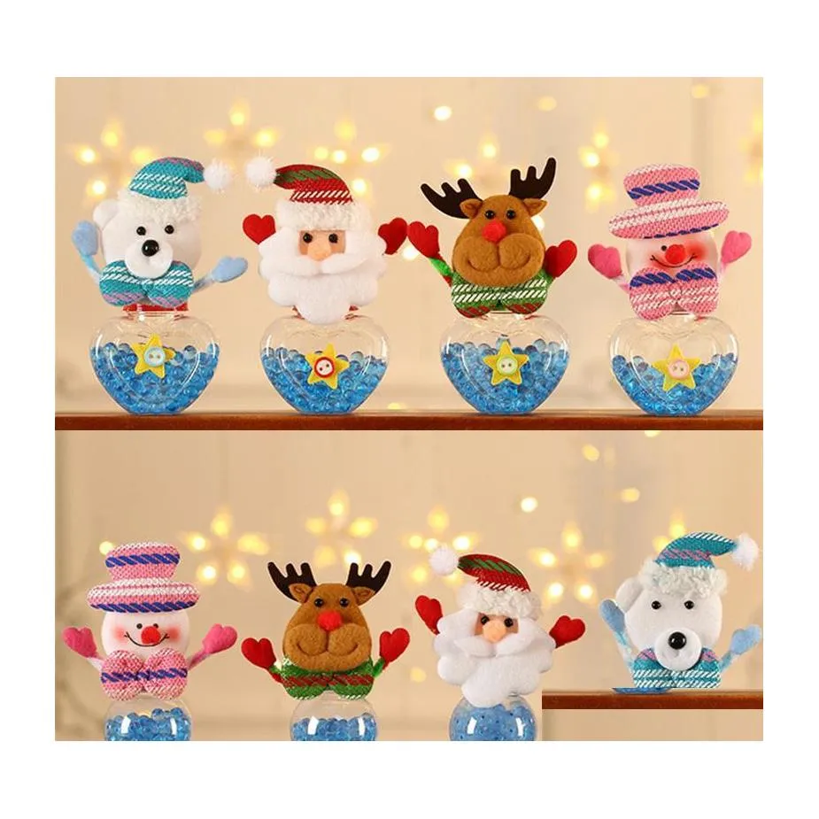 Christmas Decorations Candy Jar Round Heart Shaped Storage Bottle Merry Decor Bag Boxes Year Xmas Child Giftschristmas Drop Delivery Dh5Dr