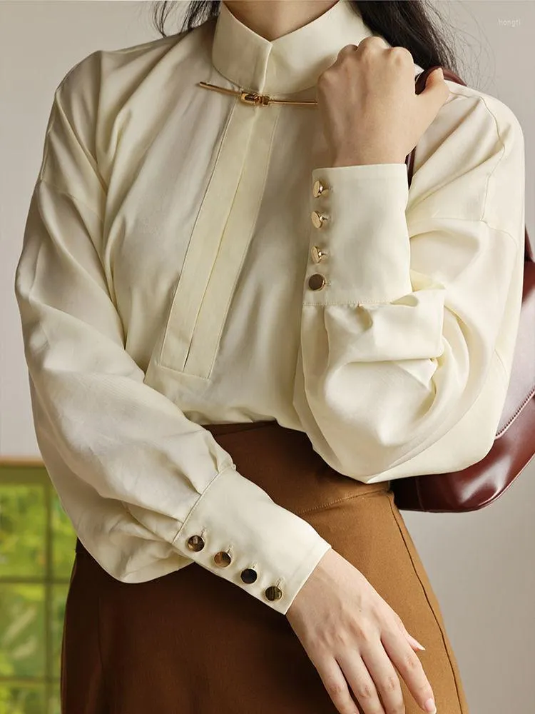 Blouses voor dames één knop met lange mouwen hoofdthirt dames herfst winter design blusas kleding voor vrouwen shirts blouse
