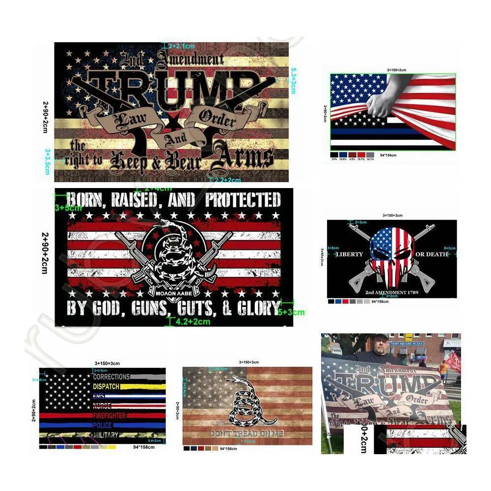 Banner Flags 2021 America Amendment 90x150cm Police 2nd Trump Flag USA