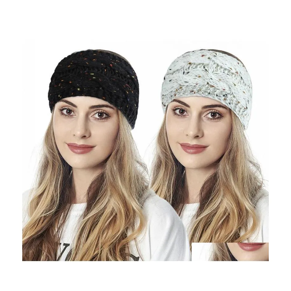 Saç Band DHS Örme Kafa Kış Kış Kadınları Lady Isıtma Tığ işi Türban Head Wrap Peluş Kulak Iflaps Elastik Headwrap Saç Bantları Dal Deli DHF1I