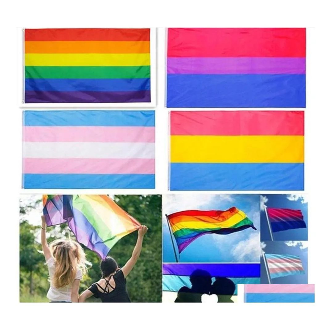 Banner Bandiere Dhs Bandiera Arcobaleno 3X5Ft 90X150 Cm Gay Pride Striscioni In Poliestere Colorf Lgbt Decorazione Parata Lesbica Drop Delivery Home Ga Dhn6J