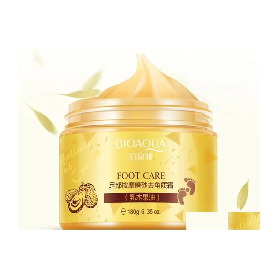 Fotbehandling DHS Bioaqua 24K Gold Shea Butter Cream Peeling Re Al Mask Baby Skin Slätvård Exfolierande Drop Leverans Health Be DHCPL