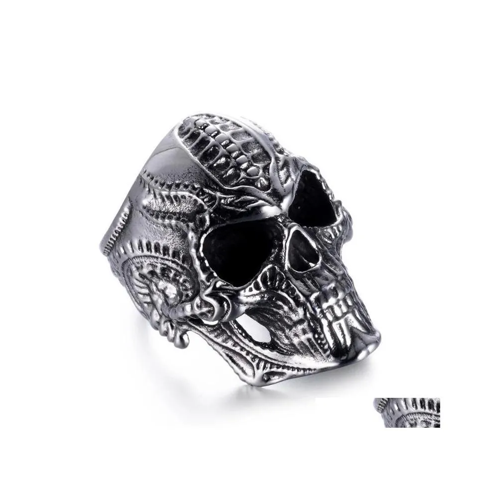 Cluster Ringe Vintage Männer Punk Rock SKL Edelstahl für Weihnachtsfeier Geschenk Fingerring Zubehör Drop Lieferung Schmuck DH7XE