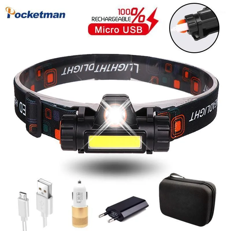 Headlamps Portable LED Headlamp USB Rechargable Headlight With Built-in 18650 Battery XPE COB Head Light Magnet Waterproof Lamp