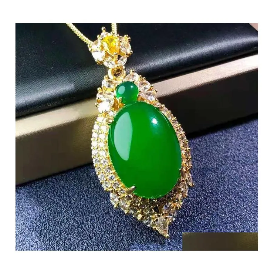 Pendentif Colliers Comme Calcédoine Collier Jade Nouilles Aux Oeufs Platine Rose Or Cou Accessoires Femelle Vert Livpendant Drop Livrer Otq9W