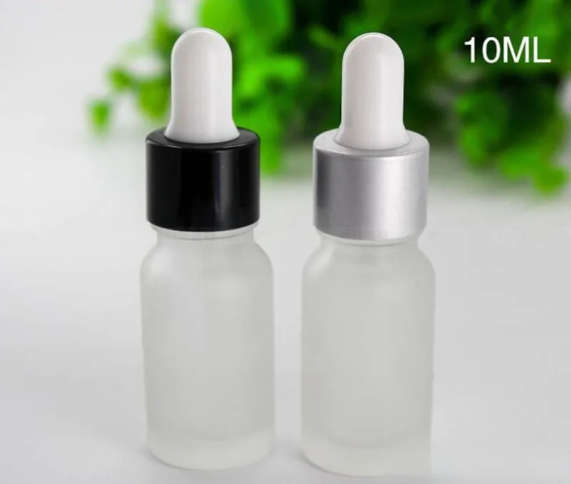 Wholesale 10ml Essential Oil Glass Bottles Frosted Clear Dropper Bottles With Gold Black Silver Caps For Eliquid E-juice