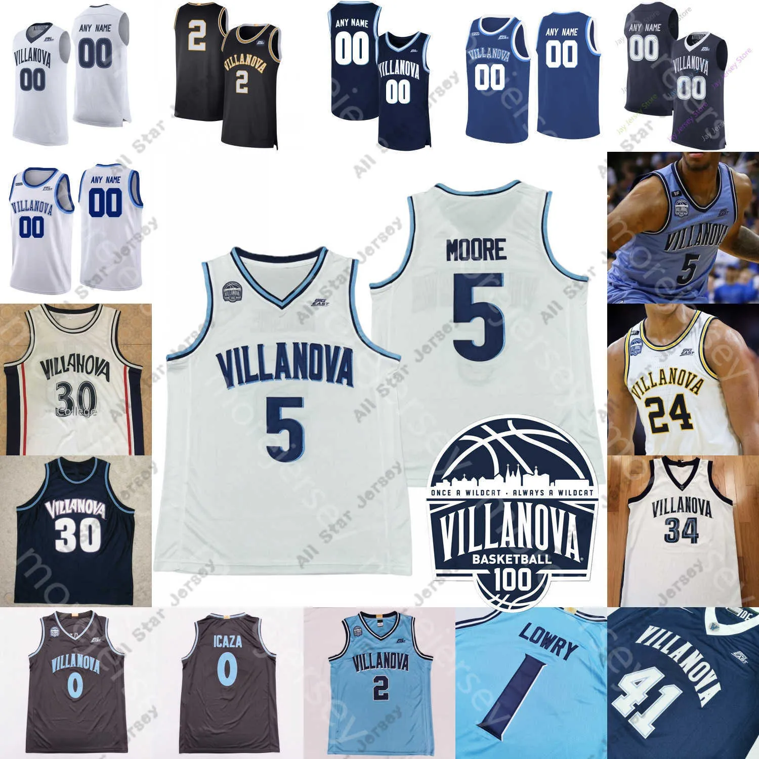 Maillots de basket Villanova Wildcats Basketball Jersey NCAA College Angelo Brizzi Longino Nnanna Njoku Trey Patterson Robinson-Earl Bey Cole Swider Paschall