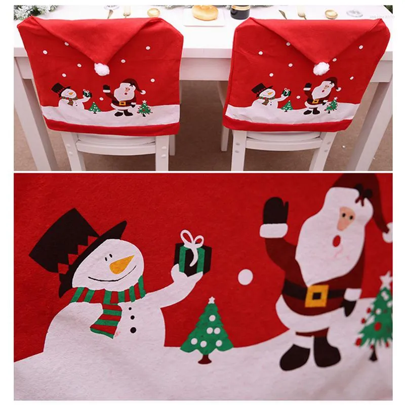 Pokrywa krzesełka świąteczna okładka Święta Święta Claus Hat Dining Party Sttoue Decor