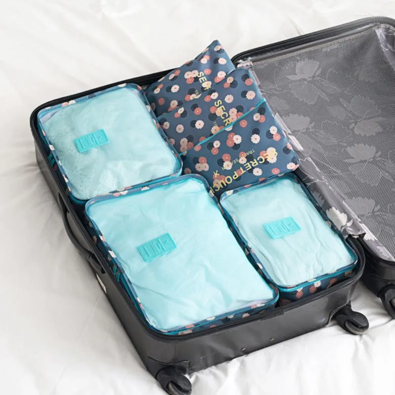 Förvaringspåsar 6st resväska bagage sortering kläder resväska förpackning set arrangörskläder snyggt