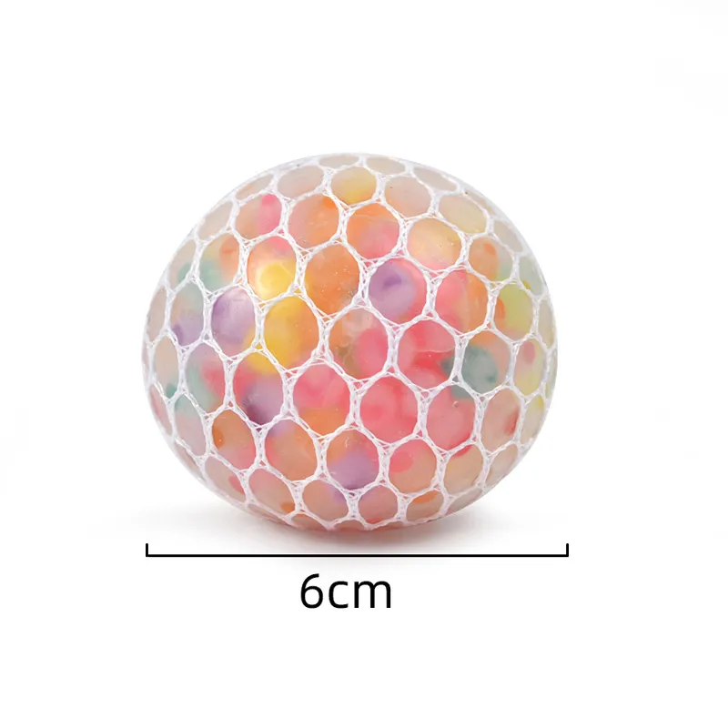 6.0 cm Squishy Ball Fidget Toy Rainbow Water Beads Mesh Squish Grape Ball Anti String Squeeze Balls Stress Relief Decompression speelgoed angst reliever