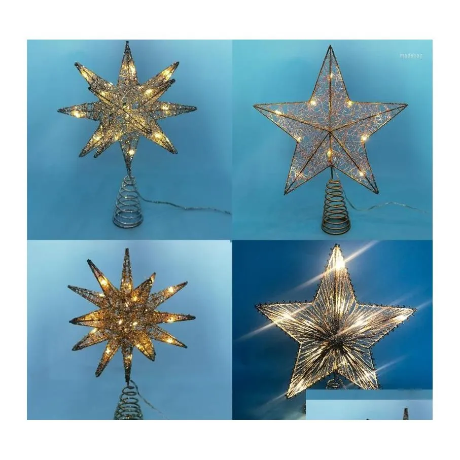 Decorazioni natalizie Albero Led Star Topper Decorazione a batteria Treetop Appeso Ornamento di Natale Drop Delivery Giardino domestico Festi Dhyye