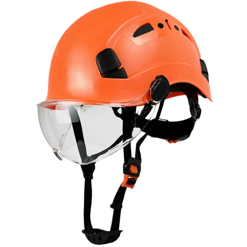 Casco de seguridad de construcción con gafas para visera de ingeniero, casco de ABS de alta calidad, gorro de trabajo Industrial ANSI ligero para hombres