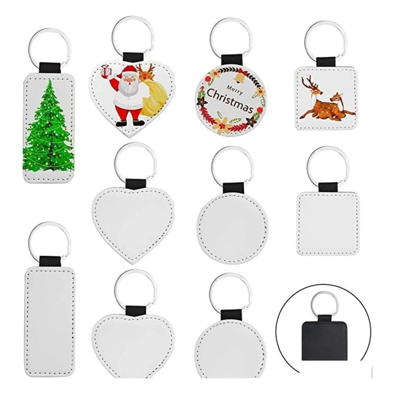 Party Favor Tiktok Sublimation Blanks Keychain Pu Leather For Christmas Heat Transfer Keyring Diy Craft Supplies Dhs Drop Delivery H Dhdsv