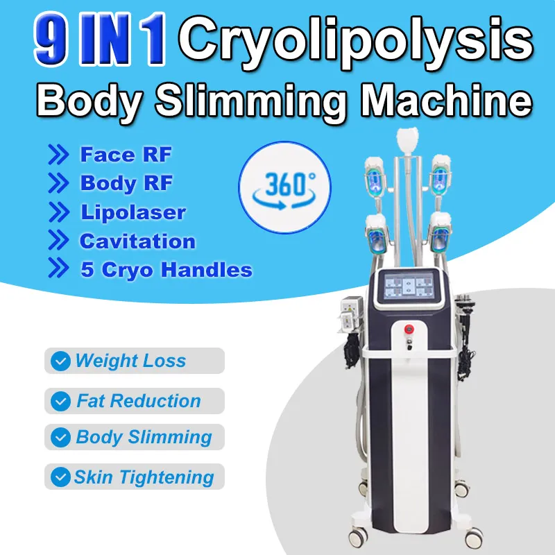 9 in 1 cryo afslanke machine cavitatie gewichtsverlies vetverbrander rf 650 nm lipolaser huid strakker Dubbele kin verwijdering huidhefapparaat salon huisgebruik