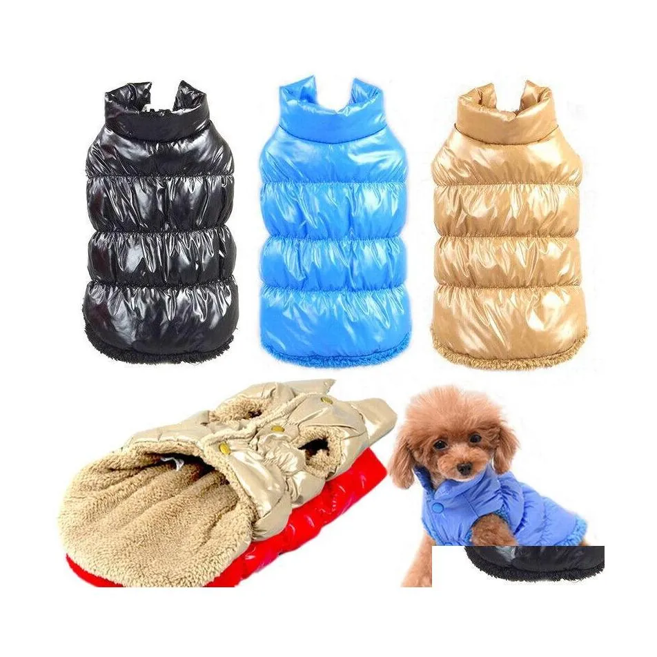 Dog Apparel Winter Pet Clothes Thick Fleece Waterproof Vest Down Jacket Puppy Small Dogs Warm Chihuahua Supplie Drop Delivery Home G Dho5J