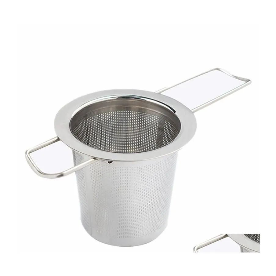 Coffee Tea Tools Reusable Stainless Steel Strainer Infuser Filter Basket Folding For Teapot Cca9198 541 S2 Drop Delivery Home Gard Otb13