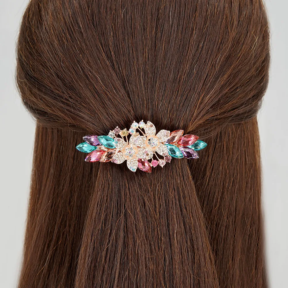 Barrette à Cheveux Argentée Fleurs Strass Irisés Ny Fashion Accessories Mariage