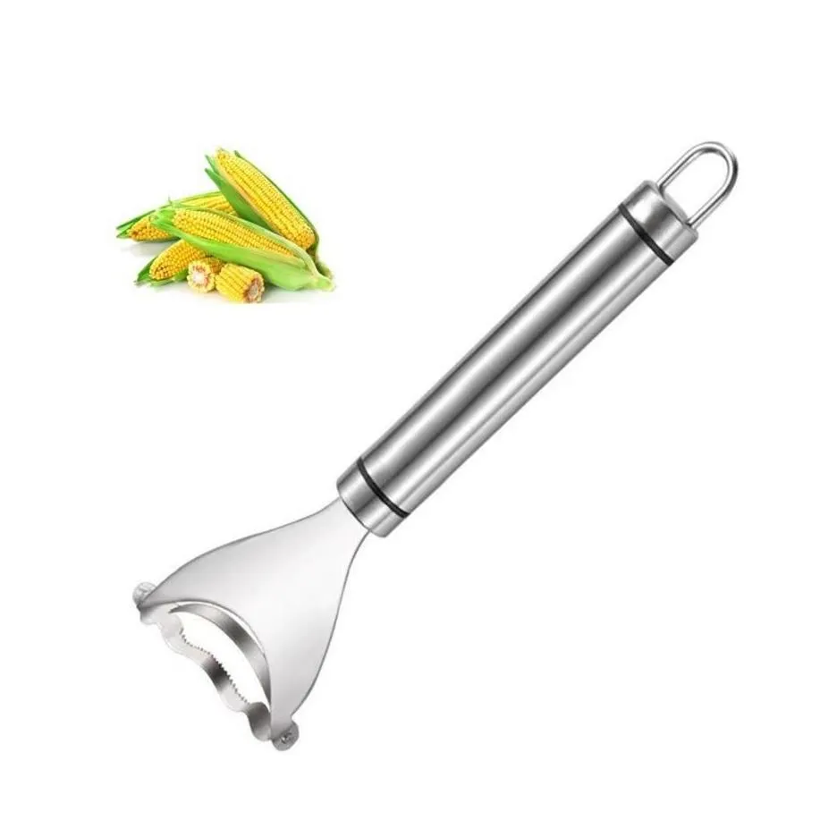 Outils de légumes de fruits en acier inoxydable maïs décapant des corns de battage de battage facile peeling éplucheur éplucheur manche ergonomique jy1186 dr dhkyn