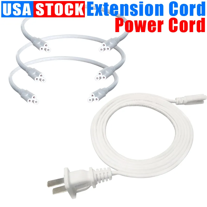 US Plug Switch Cable For T5 LED Tube T8 Power Charging Wire Connection Wire ON/ OFF Connector Home Decor 1FT 2FT 3.3FT 4FT 5FeeT 6FT 6.6 FT 100Pcs/Lot Crestech