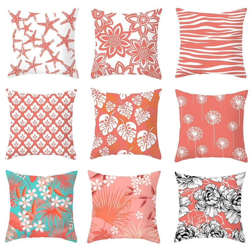 Poduszka Living Coral Dekoracyjne okładki poliestrową geometryczne fundas Cojines Housse Coussin Pillowcovers 45 45 cm