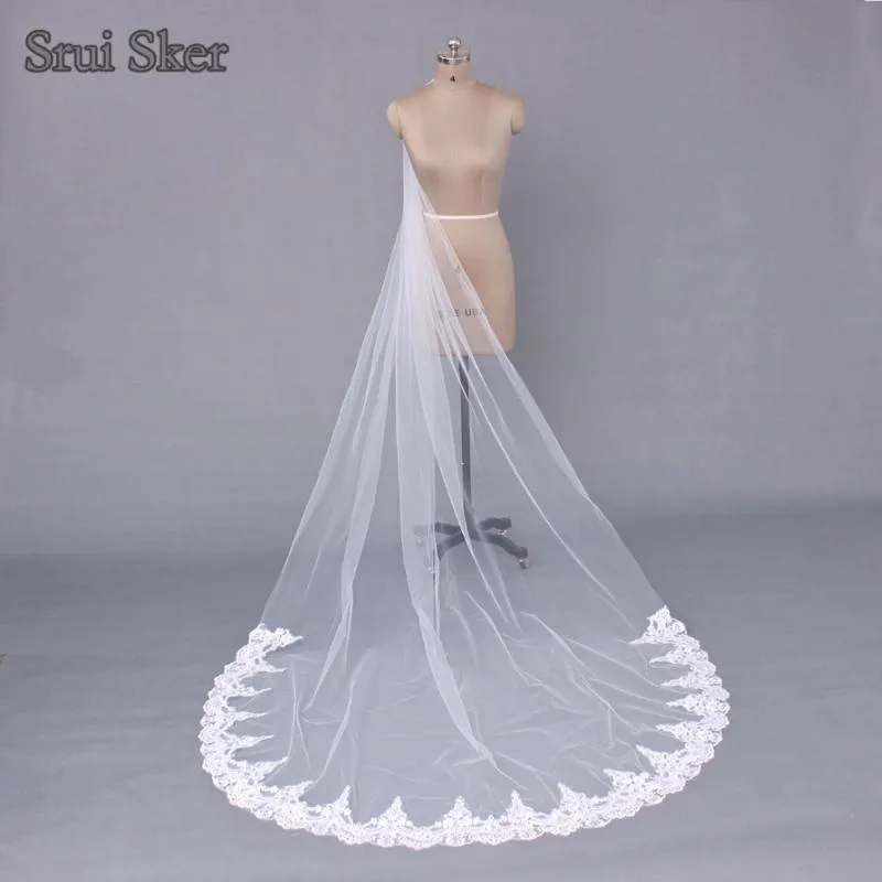 Bridal Veils Simple Long 3M Wedding Lace Edge In Stock Veil With Comb Accessories Veu De Noiva